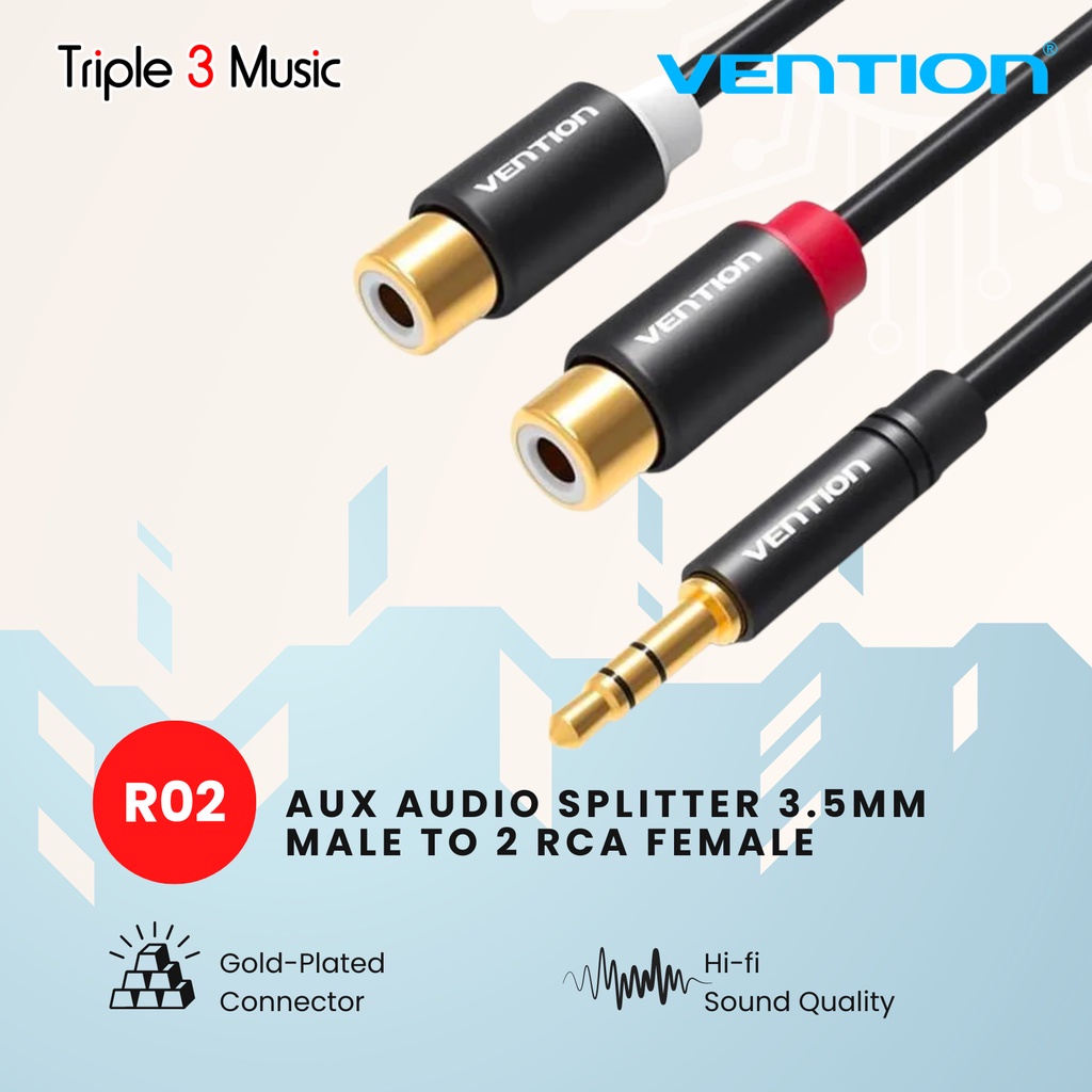 Vention R02 Kabel Aux Audio Splitter 3.5mm Male to 2 RCA Female