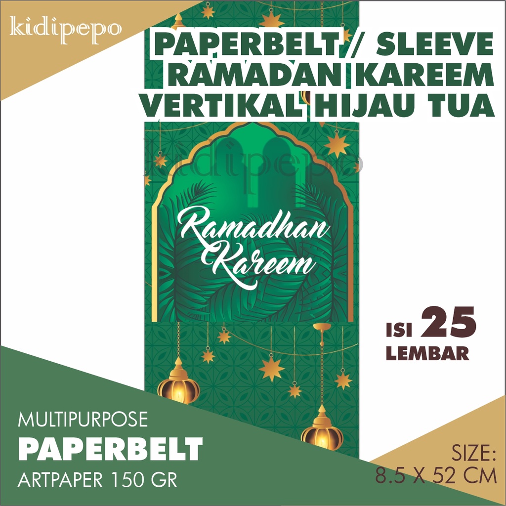 

PAPERBELT / SLEEVE RAMADHAN KAREEM VERTIKAL HIJAU - ISI 25 LEMBAR