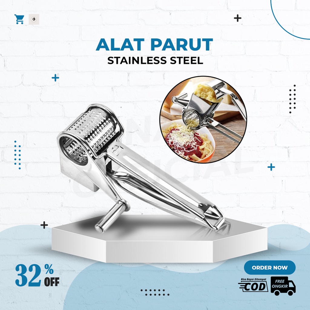 Alat Parut Keju Coklat Parutan Putar Stainless Steel Cheese Grater