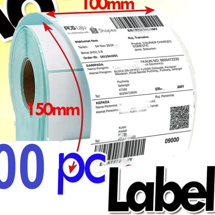 

Serbuuu Bozzbuy - SMARTCOM Label STICKER THERMAL BARCODE 100x150mm 10x15cm isi 500 PCS Size A6 HR6'