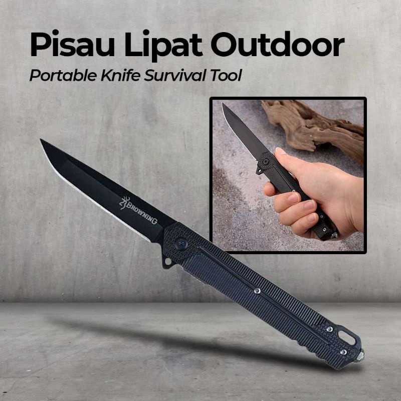 Pisau Lipat Portable 5 Inch Alat Kemah Camping Survival Tajam Simple Original
