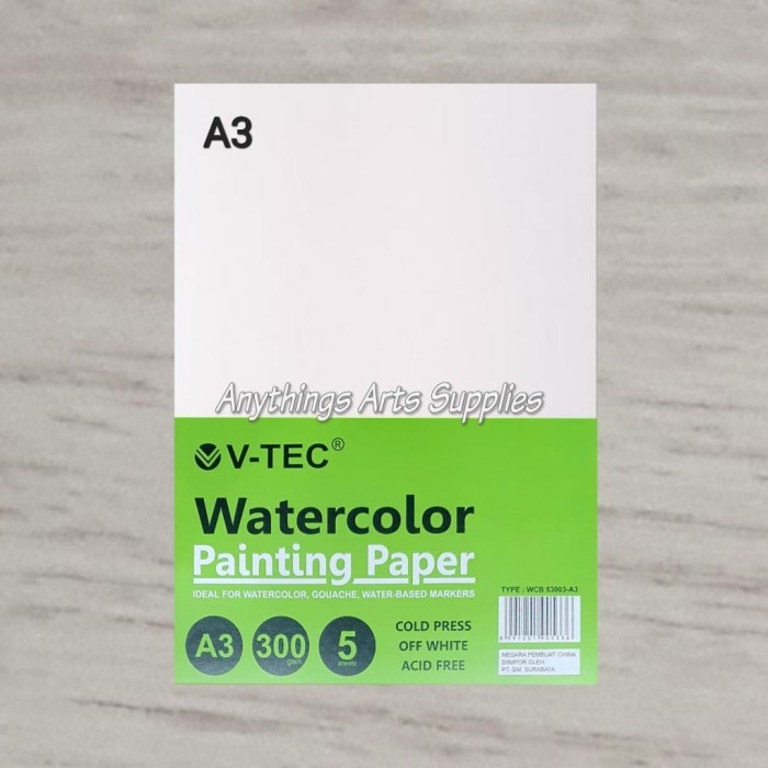 Scetch V-Tec Watercolor Paper A3 Kertas Gambar 300Gsm 5 Sheets
