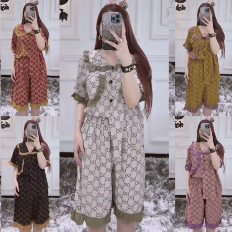 Setelan Hotpants Wanita/ One Set Pendek/ Setelan Rayon Terbaru Handmade Viral Tiedye/ Baju Tidur Pen
