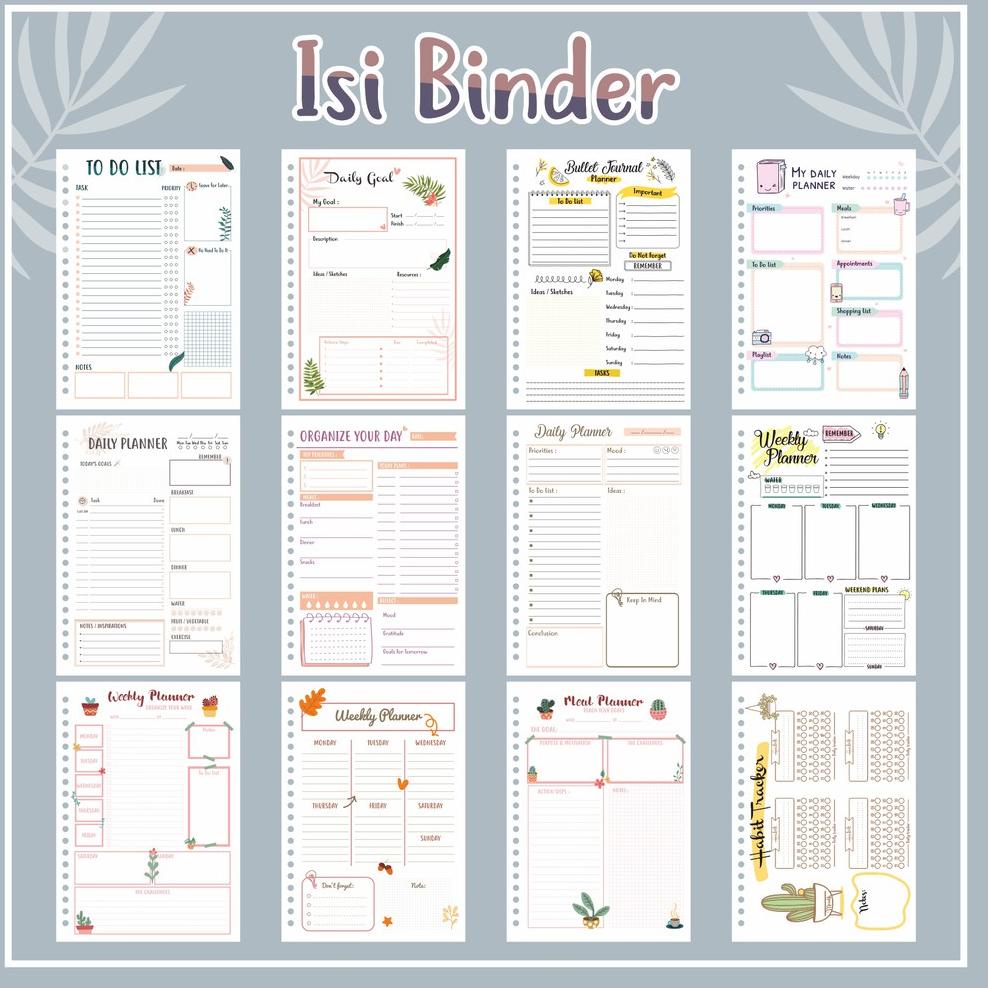 

T92 10PCS Isi Binder A5 & B5 Daily Planner / To Do List / Weekly Planner / Bullet Journal / Meal Planner PENJUALAN TERBANYAK つ
