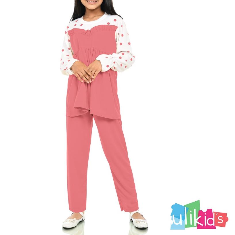 ➷ Ulikids Setelan Baju Anak Perempuan Lucu Motif Polkadot ™