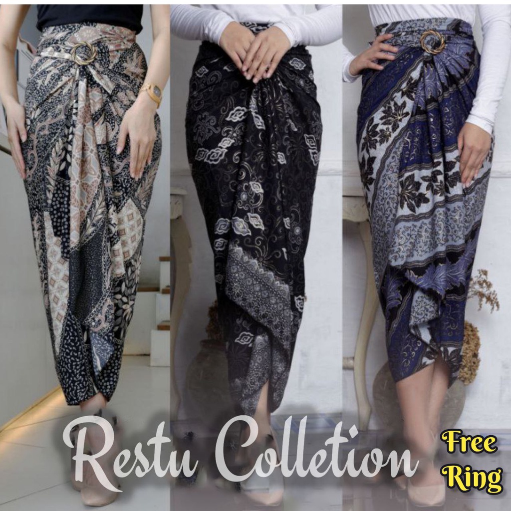 Restu Colletion / Rok Lilit Kain Batik Wanita Murah Modern Bahan Polyester Ukuran Allsize 100x150 Motif Premium