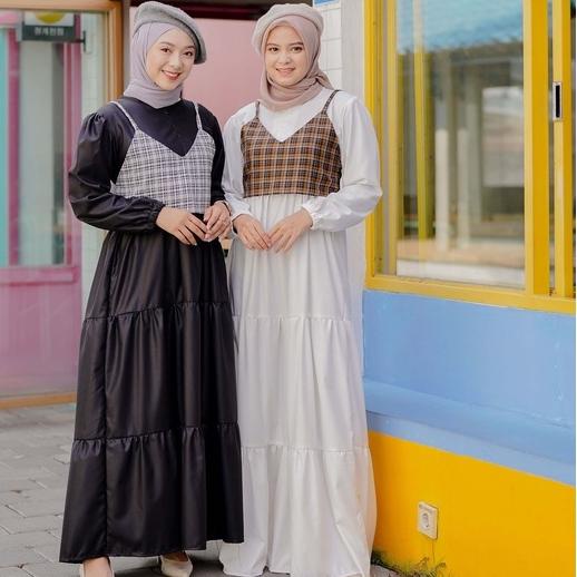 Cod Amy Dress | Dress with Vest | Dress Set | Blouse Set | Gamis Tank| Gamis Vest | Gamis Tingkat | 