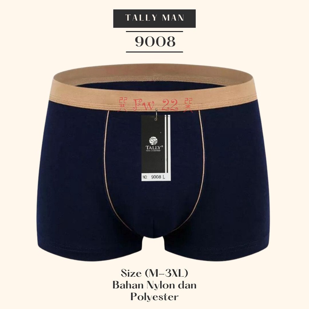 Boxer Pria Tally 9008 untuk Sehari-hari Berbahan Katun Premium Cepat Menyerap, Lentur dan Kuat