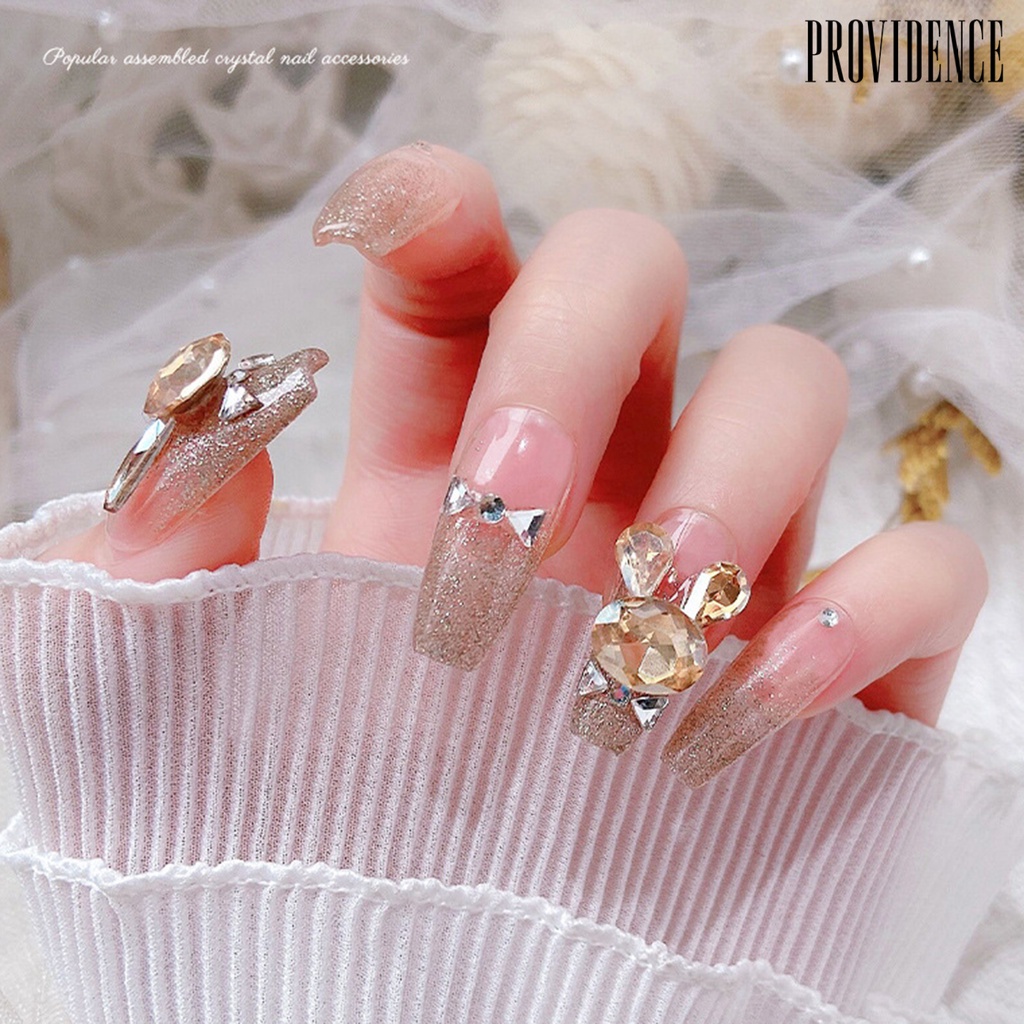 Providence 6Pcs Nail Art Decor Bersinar Tidak Jatuh Tiga Dimensi Kristal Imitasi DIY Gloss Kuku Patchwork Kelinci Kuku Berlian Imitasi Manicure Store Supply