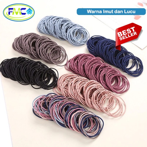 Ikat Rambut Korea Fashion Polos Anak Dewasa Aksesoris Pita Gelang Tangan Bahan Kain