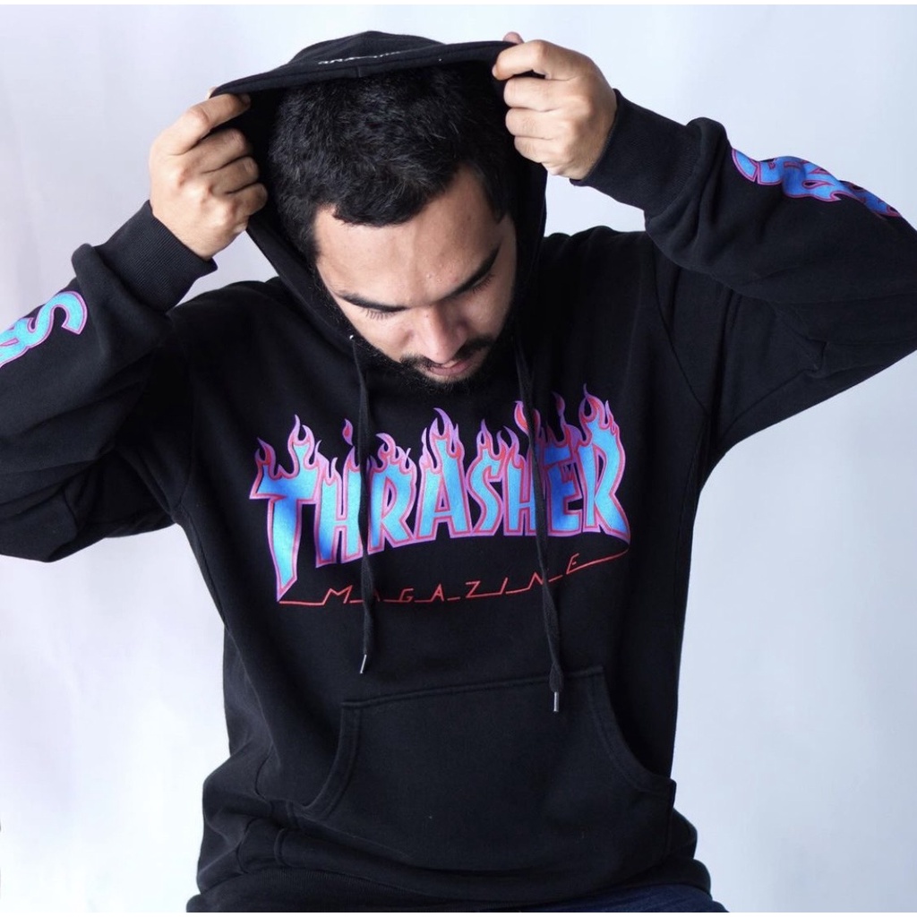 JAKET SWEATER HOODIE THRASHER FULL TAG&amp;LABEL