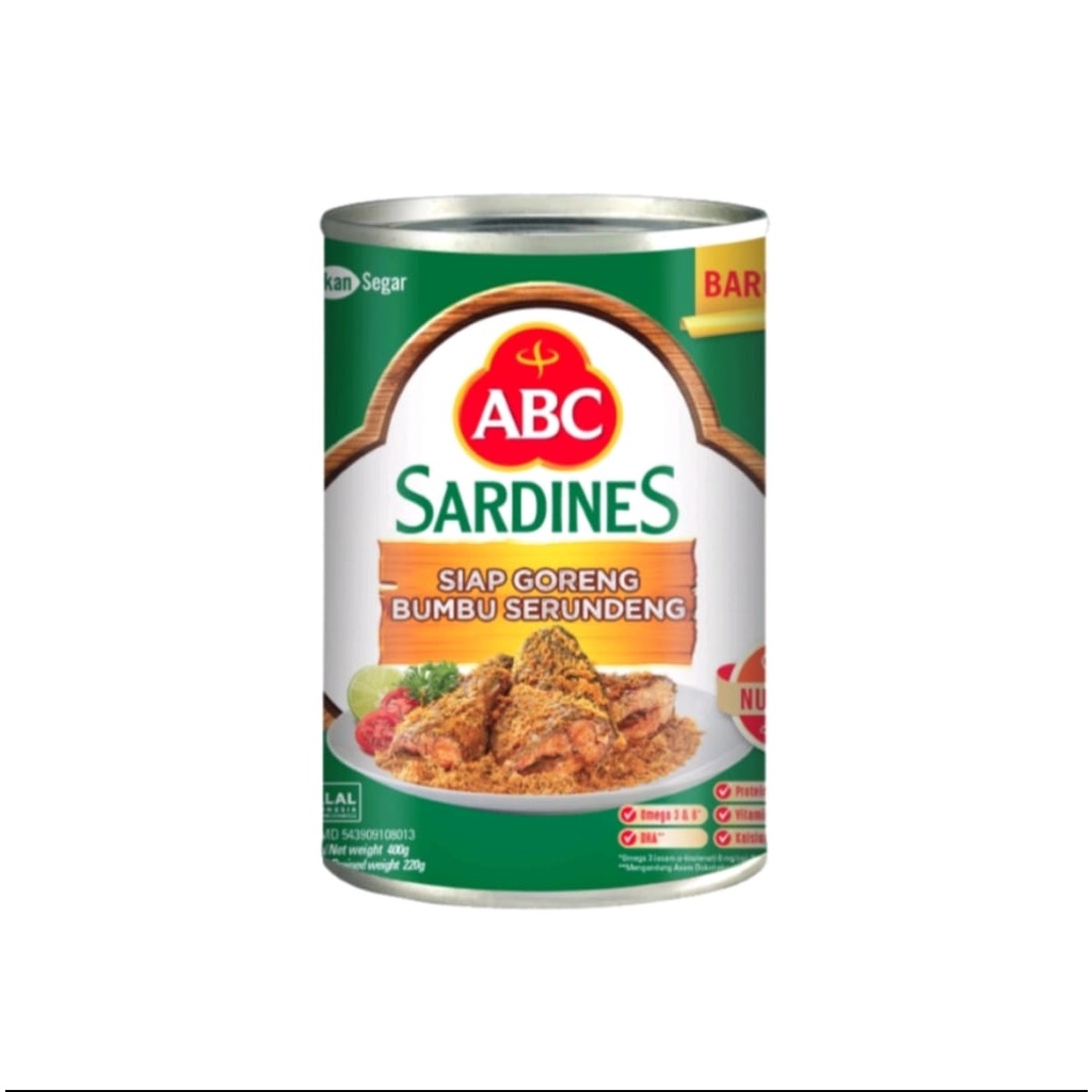 

Sarden ABC Siap Goreng Bumbu Serundeng 400gr