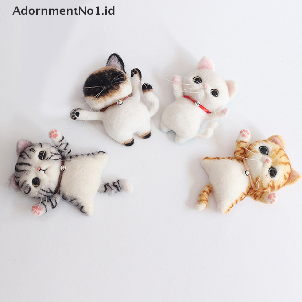 [AdornmentNo1] Mainan Kerajinan Menyenangkan Wol Felt Hewan Kucing Bros Perhiasan Bahan Kit DIY Handmade Toy [ID]