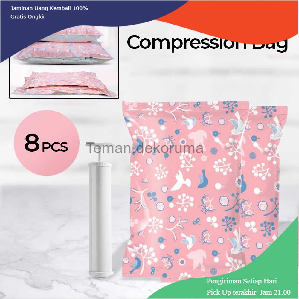 TD- TMP WHISM Kantong Pakaian Vacuum Compression 8 PCS with Hand Pump - SN1000