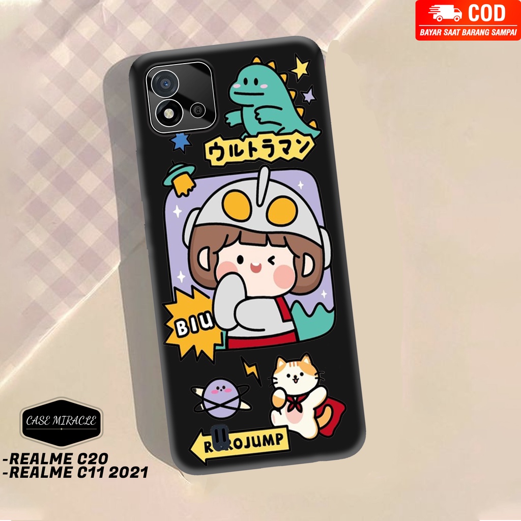 CM Case REALME C20 / C11 2021  Softcase Lentur Warna Hitam Macaron Protector Lensa Kamera Kaca  [ RO
