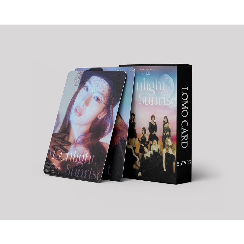 55pcs / box TWICE Album MOONLIGHT SUNRISE Photocards Momo Sana Mina Jihyo Dahyun Tzuyu Nayeon Jeongyeon Chaeyoung Lomo Cards Kpop Postcards