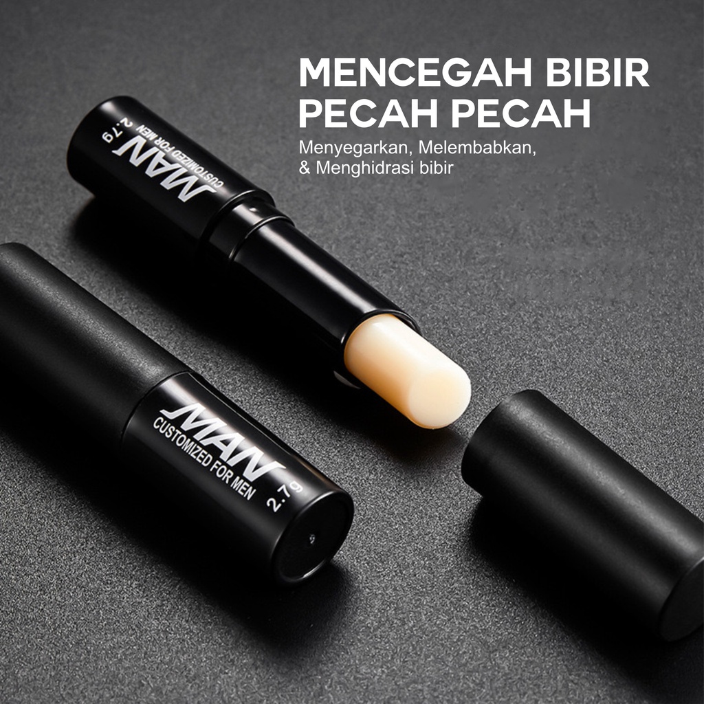 Lip Balm Man,Pelembab bibir Permanen Pria Balm MAN Natural Bibir Kering Lipbalm