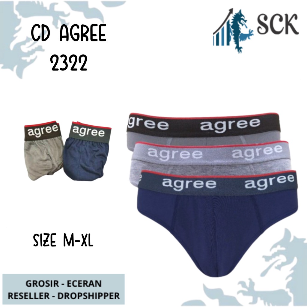 [ISI 3] CD Pria AGREE 2322 Sport / Celana Dalam Pinggan Karet Model Boxer / Pakaian Dalam Cowok - sckmenwear GROSIR