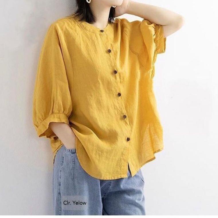 TERBAIK Baju blouse wanita bahan katun linen premium