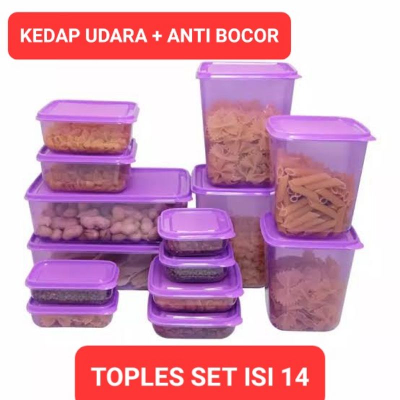 TOPLES KUE LEBARAN ISI 14 Toples Besar Lebaran Idul Fitri | lodong snack jajan cookies roti kering | tempat snak permen kurma kerupuk krupuk | wadah penyimpanan makanan bumbu dapur | calista termurah | topeles plastik anti pecah wadah kedap udara