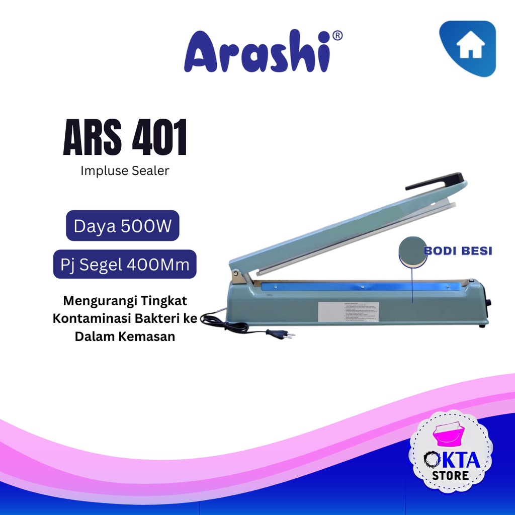 Arashi Mesin Press Plastik Impulse Sealer Body Besi Alat Press plastik