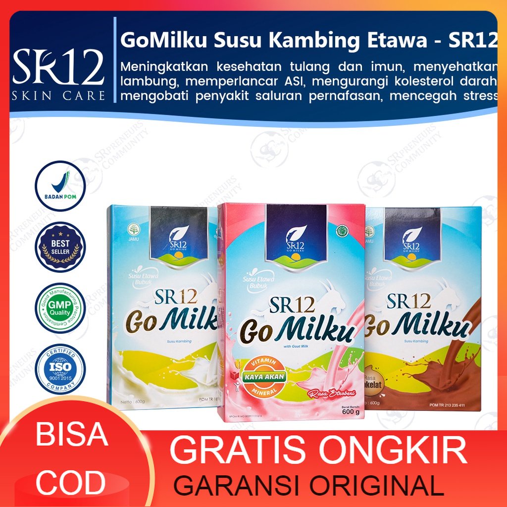 

GOMILKU SR12 SUSU KAMBING / GO MILKU SUSU ETAWA KUALITAS PREMIUM / GOAT MILK BUBUK TANPA GULA BPOM GARANSI ORIGINAL RESMI