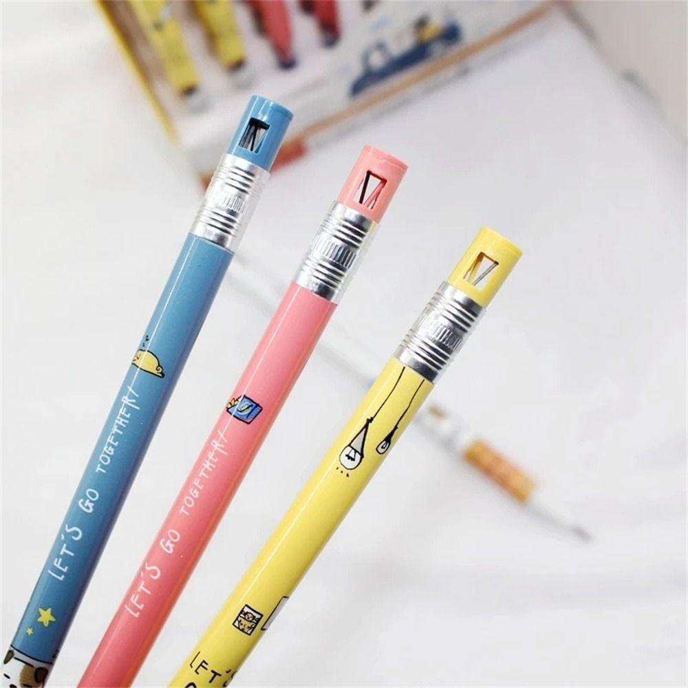 LANFY 4 Pcs Pensil Mekanik 4 Pcs Alat Tulis Press Pen Lucu Siswa Anjing Anjing Pensil Otomatis