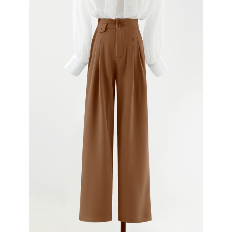 ZASKIYA - ADIRA PANTS CELANA BUTTON HIGHWAIST WANITA