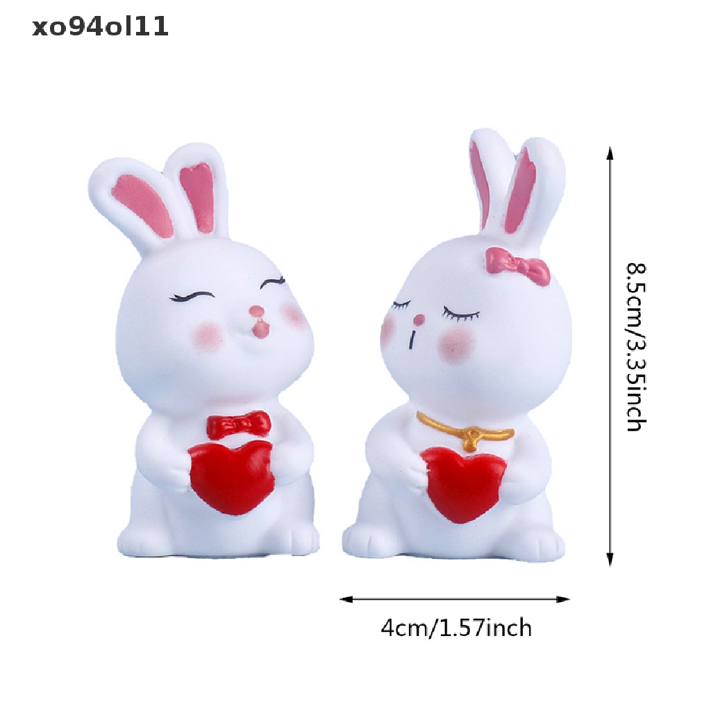 Xo Enamel Love Couple Kelinci Kue Hiasan Hias Valene's Day Rabbit Desktop Ornaments Aksesoris Lamaran OL