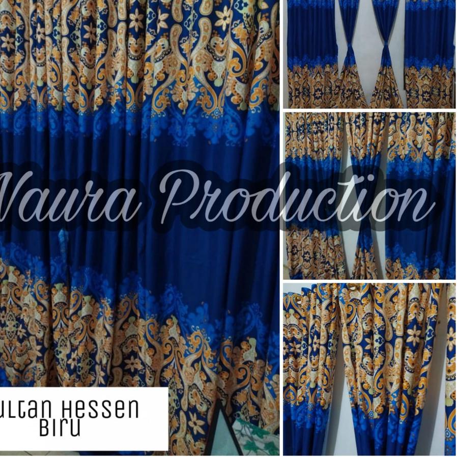 ✮ (COD) Gorden Smokring / Hordeng Motif Smokring Ring 12 Bisa Jendela Motif Batik Sultan Biru Hansse