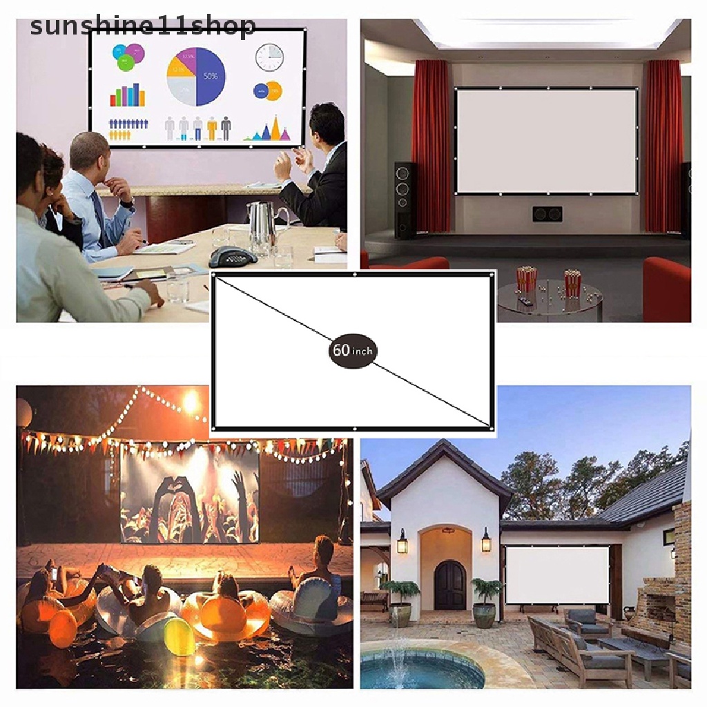 Sho Layar Proyektor Portable Lipat 60inch Layar Proyeksi 16: 9hd Dengan Pengait Mini Home Theater Proyektor Tirai Film Layar N