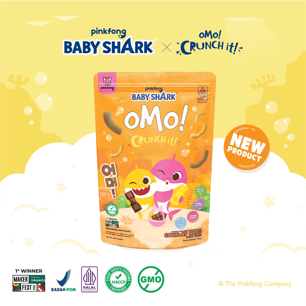 Omo Crunch It Baby Shark 25g - Pinkfong Series - Snack Sehat Bayi - Cemilan Anak - Omo! Healthy Snack