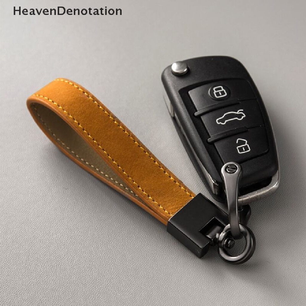 [HeavenDenotation] Fashion Gantungan Kunci Mobil Kulit Asli Keychain Warna Murni Gesper Gantungan Kunci Mobil Aksesoris Mobil Hadiah Car Keychain HDV