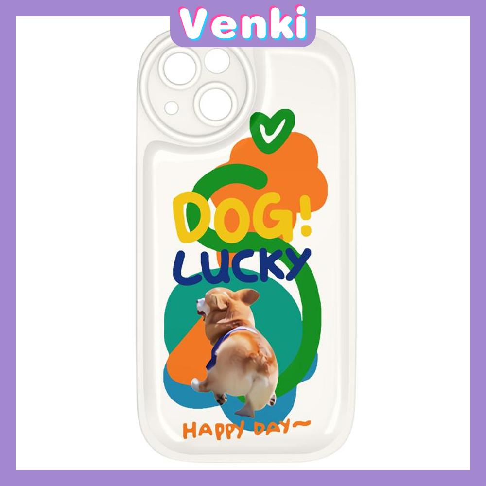 Case For iPhone 11 Soft TPU Air Cushion Case Glossy Cute Happy Corgi Airbag Shockproof Camera Protection Compatible for iPhone 14 13 12 11 Pro Max 7 8 Plus