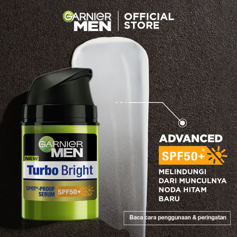 GARNIER Men Krim Sunscreen Mencerahkan Turbo Bright Vitamin C Spot-Proof Serum SPF50+ Skin Care - 40
