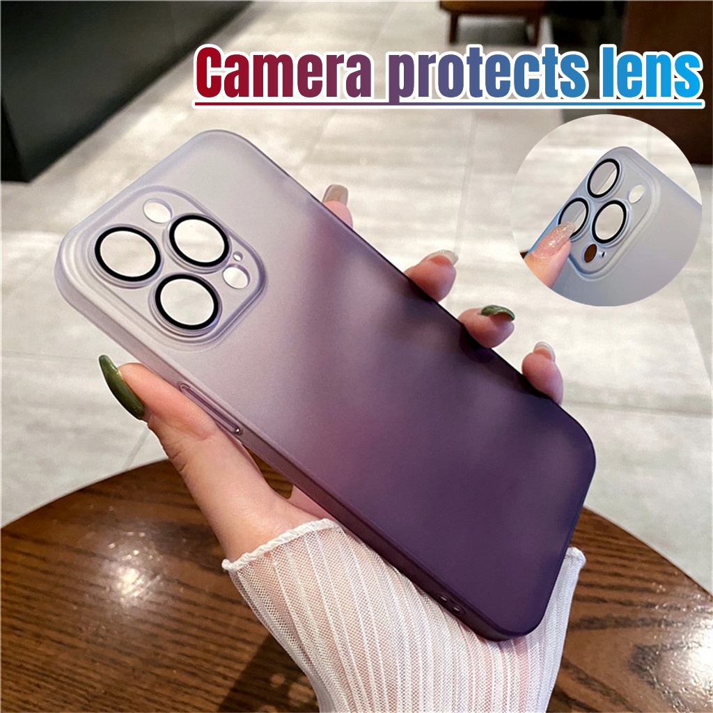 Kamera Mewah Perlindungan Lensa case iPhone 14 Pro Max Plus case iPhone 13 12 Pro Max Gradasi PC Hard Back Cover Shock Protection case