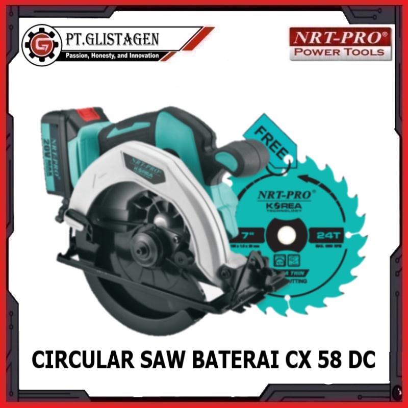 Mesin Cordless Circular Saw Brushless Gergaji Baterai NRT PRO CX 58 DC