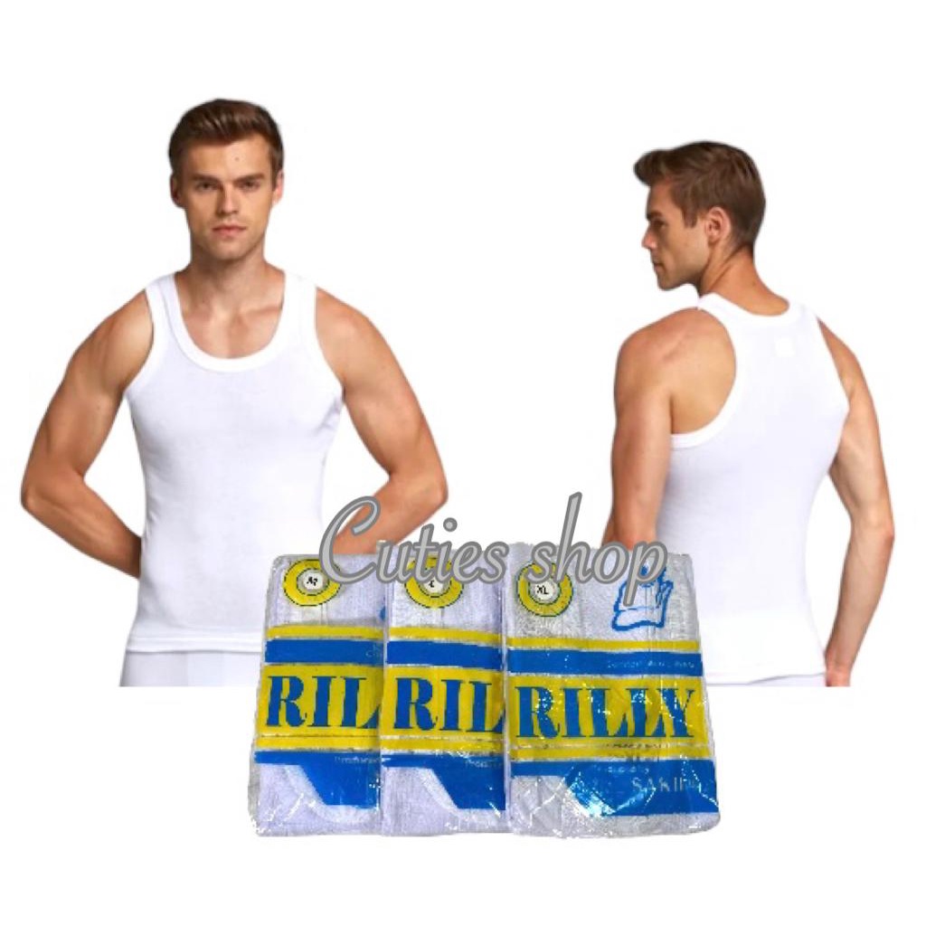 SINGLET PRIA RILLY WARNA PUTIH, PRIA DEWASA