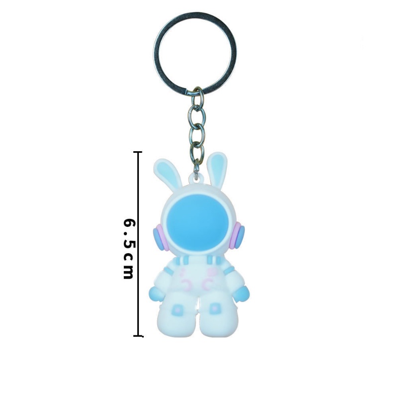 Kartun Luar Angkasa Kelinci Astronot Gantungan Kunci/Lucu Resin Bunny Doll Pendant Keyring/Wanita Pria Ransel Perhiasan Aksesoris