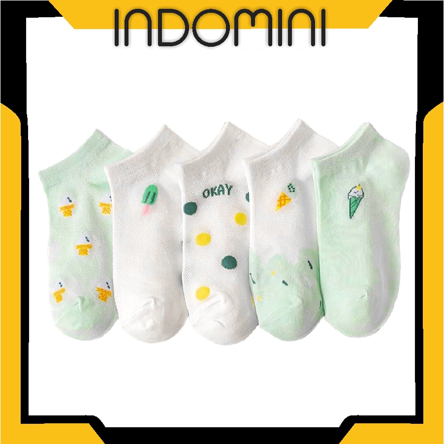 INDOMINI  Kaos Kaki Wanita Motif Ice Cream Kaoskaki Fashion Korea Women Sock Import KK028