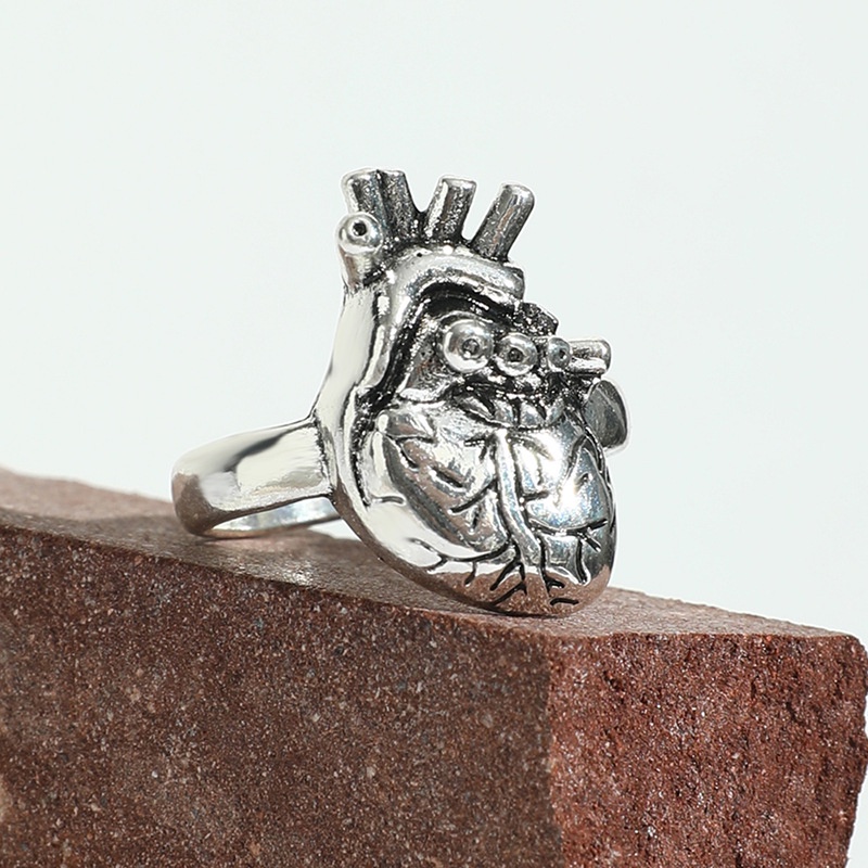 Fashion Hip Hop Cincin Kematian Kreatif Gelap Retro Organ Jantung Cincin