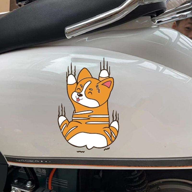 Kartun Anjing Peliharaan Dinding Mendaki Stiker Mobil Aksesoris Dekorasi Mobil PVC Tubuh Dekorasi Decal Tahan Air Stiker Kreatif Pribadi Perekat Diri Lucu DIY