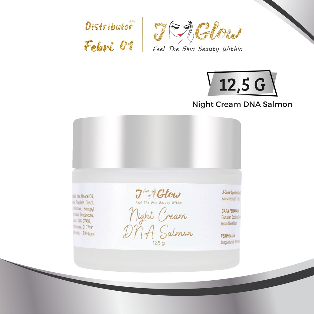 JGLOW Night Cream DNA Salmon (Cream Malam Flek) menyamarkan noda hitam - 12.5g