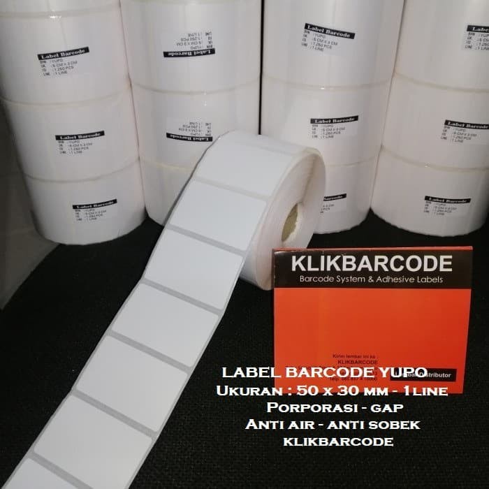 

MURAH LABEL BARCODE YUPO/VINYL - 5 X 3 CM - ANTI SOBEK - ANTI AIR - 1LINE MURAH - 1000pcs