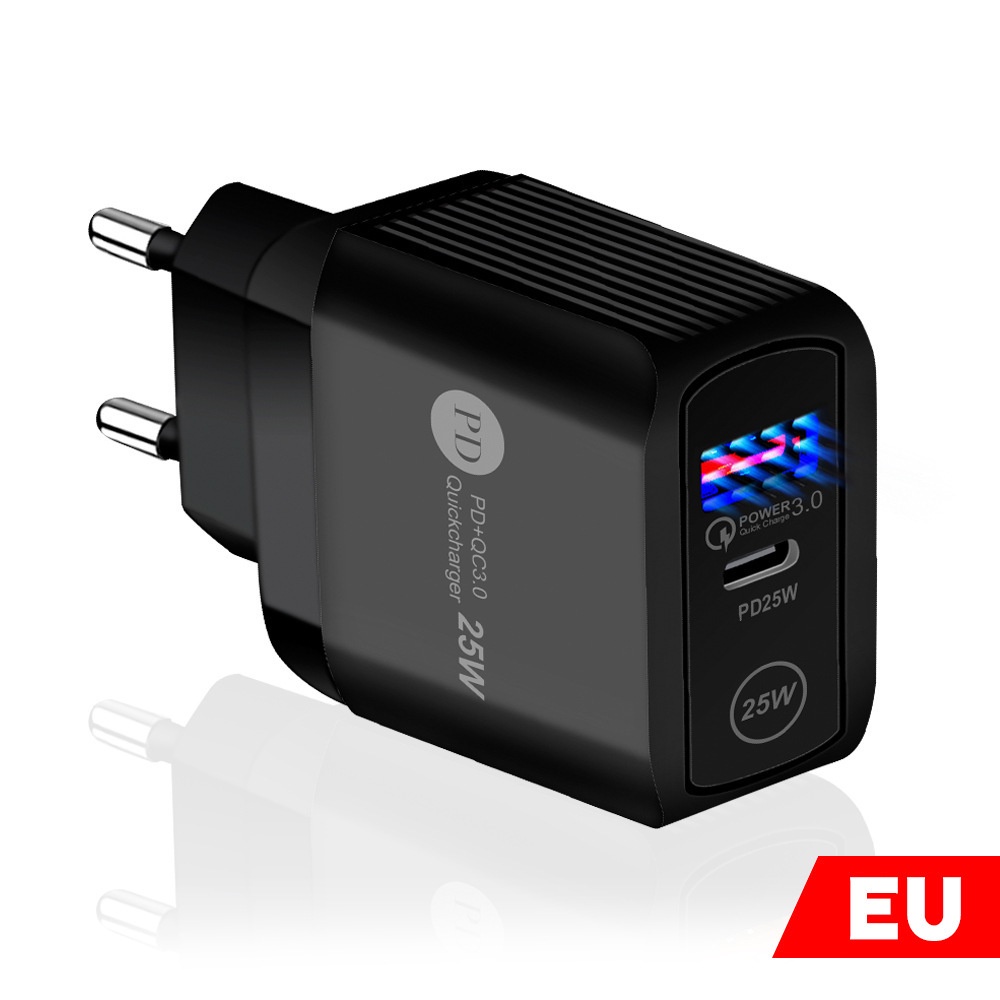 Vaorlo 25W Charger USB PD Fast Charging Port Untuk Port EU UK US QC3.0 Quick Charge