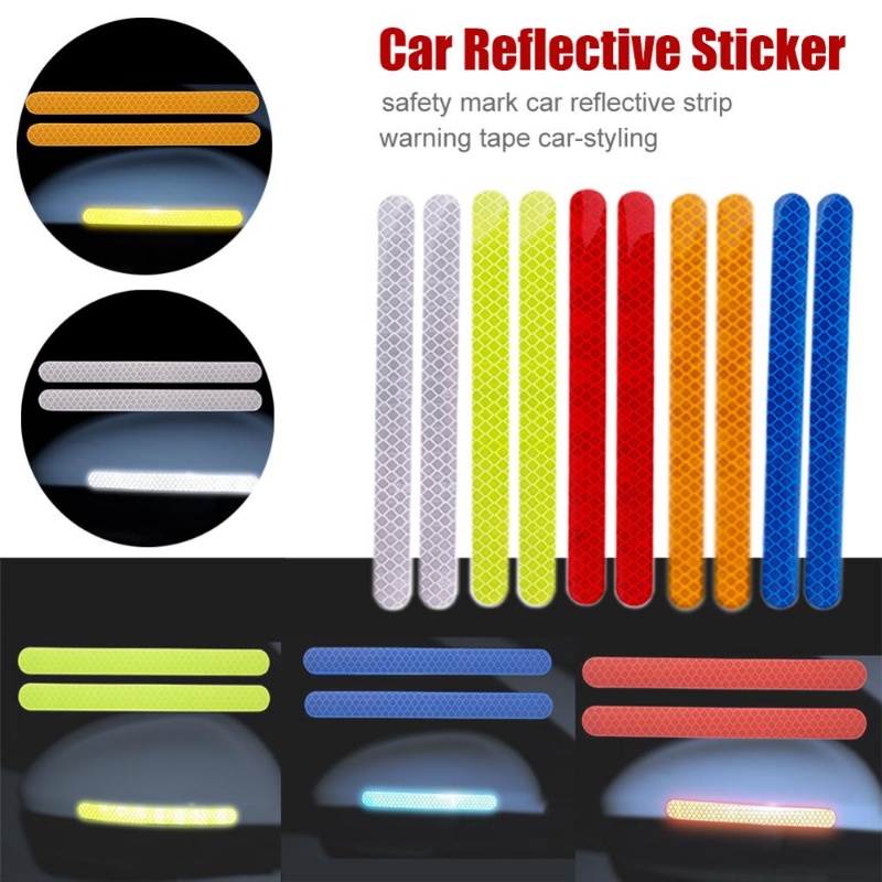 2pcs Stiker Mobil Spion Strip Reflektif Anti-Tabrakan Peringatan Stiker DIY Strip Reflektif Aksesoris Eksterior Otomatis