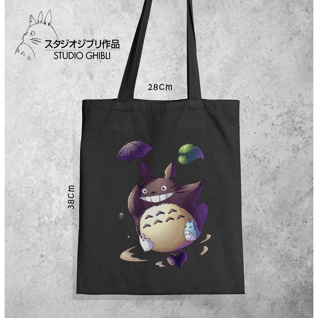 Tote bag Anime Totoro Hitam Tote bag premium Totebag seleting totebag Termurah Bahan Blacu