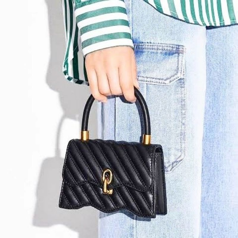CK Freja Wavy Quilted Top Handle Bag