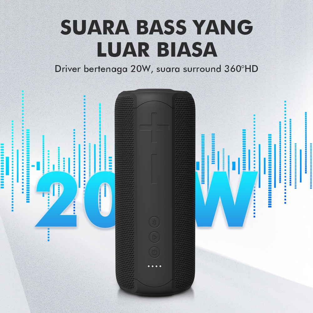 POPCORN 20W High Power Bluetooth Speaker Luar Ruangan Bersepeda/Berkemah Speaker Portabel IPX7 Tahan Air TWS Nirkabel Volume Tinggi Subwoofer