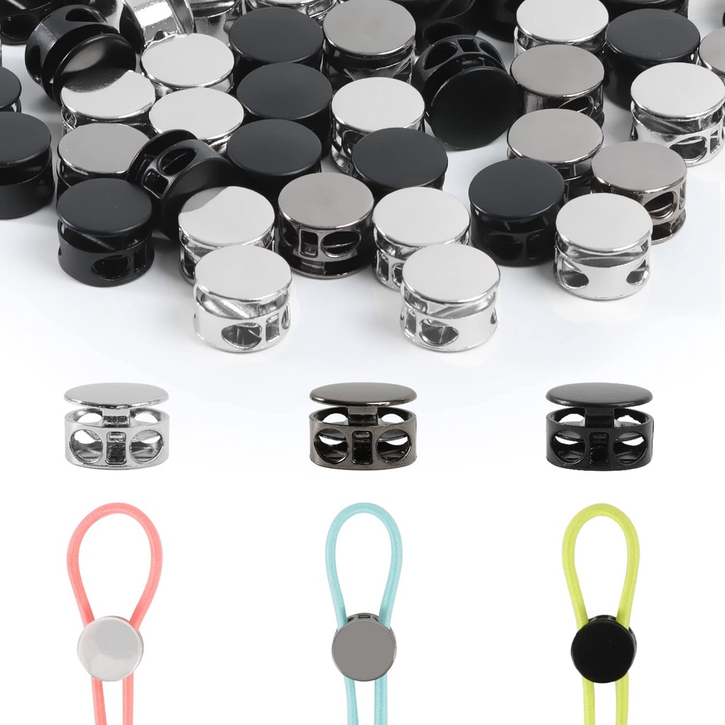 [Hot Sale]for Tali Sepatu Pakaian 1Pc DIY Jahit Aksesoris Adjustable Gesper Kunci Klip Musim Semi Stop Cord Lock Stopper Down Double Hole Metal